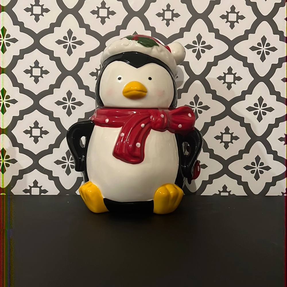 Christmas Penguin Cookie Jar